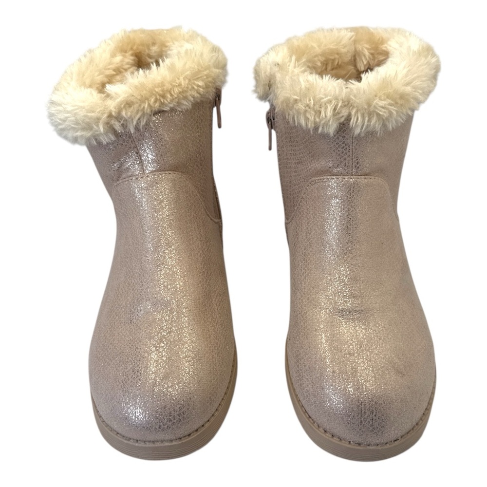 Cat & Jack Girls' Georgeina Faux Suede Shimmer Shearling Style Boots Rose Gold 5